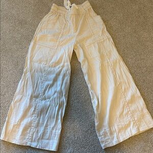 Maeve Cream La Ponche Linen Wide Leg Pants